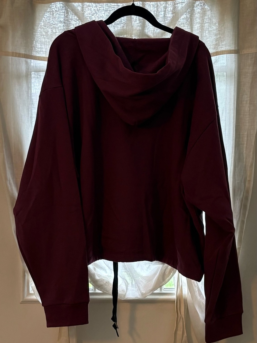 PINK Victoria’s Secret Campus Maroon Burgundy Cinch Hem V-Neck Hoodie XXL - Picture 2 of 8